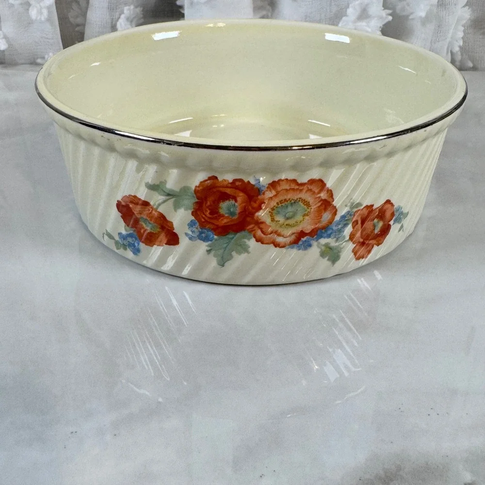 Hall 505‎ Orange Poppy Souffle Casserole Dish 7.75